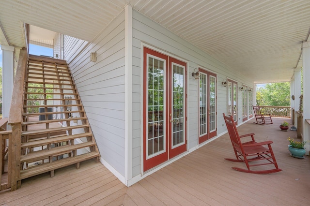 1405 N Bayshore Dr, Niceville, FL 32578 - wooden porch with stairs and french doors