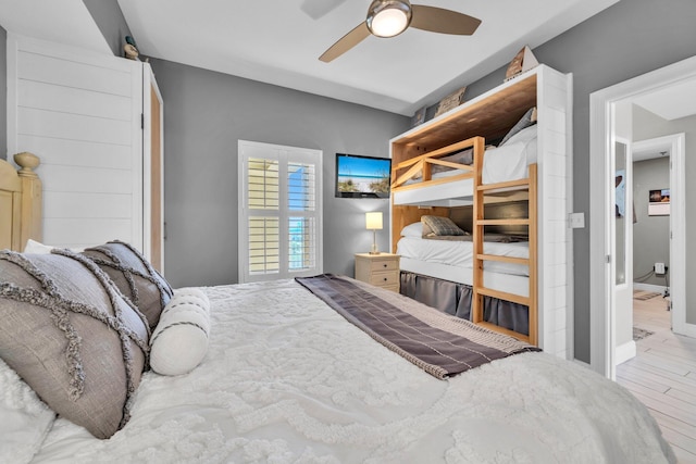 122 Seascape Dr Unit 1104, Miramar Beach, FL 32550 - bedroom featuring ceiling fan, wood finished floors, and baseboards