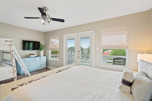 4508 Luke Ave, Destin, FL 32541 - bedroom featuring access to outside, a ceiling fan, baseboards, and wood finished floors