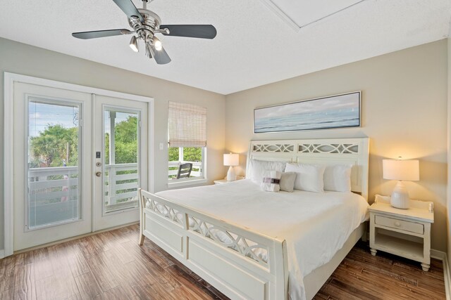 4508 Luke Ave, Destin, FL 32541 - bedroom featuring access to outside, french doors, wood finished floors, and ceiling fan