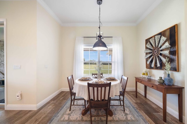 1725 Vinson Ray Rd, Baker, FL 32531 - dining area featuring wood finished floors, baseboards, and ornamental molding