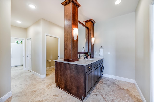 1725 Vinson Ray Rd, Baker, FL 32531 - full bath featuring double vanity, baseboards, and recessed lighting