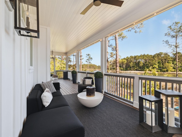 241 N 7th St, Santa Rosa Beach, FL 32459 - sunroom featuring ceiling fan