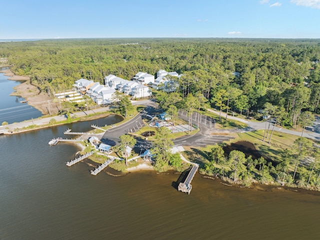 241 N 7th St, Santa Rosa Beach, FL 32459 - aerial view of property and surrounding area featuring a forest and a large body of water