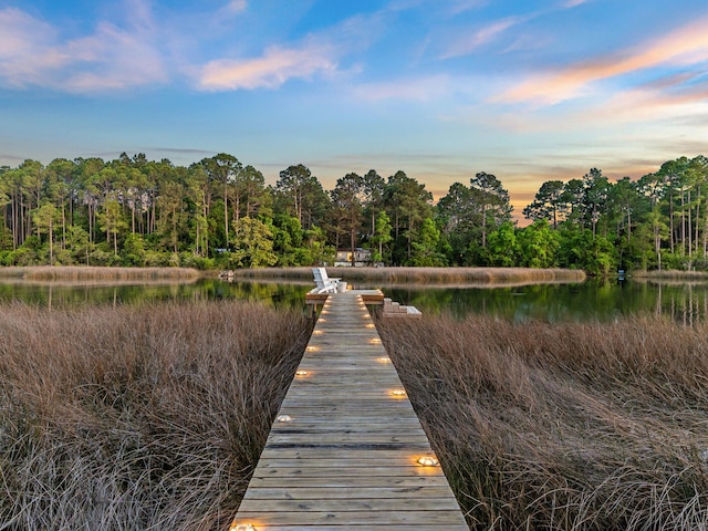 241 N 7th St, Santa Rosa Beach, FL 32459 - dock area featuring a water view and a forest view