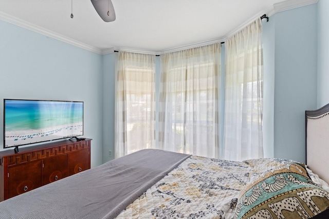 276 Sandy Cay Dr, Miramar Beach, FL 32550 - bedroom featuring multiple windows, crown molding, and a ceiling fan