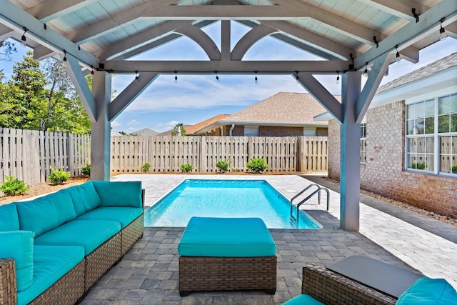 276 Sandy Cay Dr, Miramar Beach, FL 32550 - view of pool with an outdoor living space, a gazebo, a patio area, and a fenced backyard