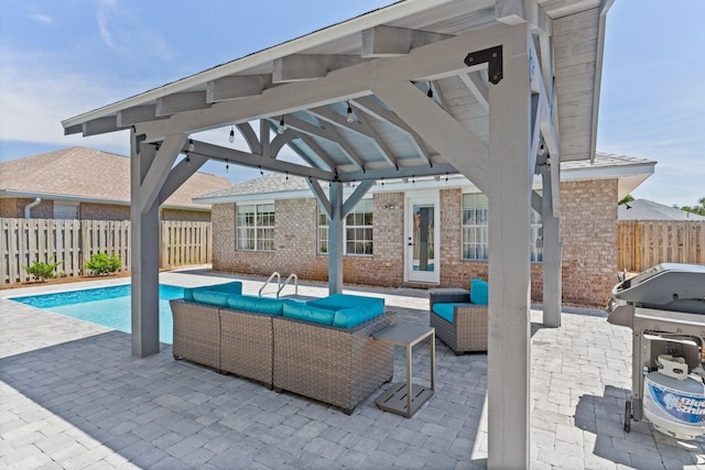 276 Sandy Cay Dr, Miramar Beach, FL 32550 - fenced backyard featuring outdoor lounge area, a patio, a gazebo, and area for grilling