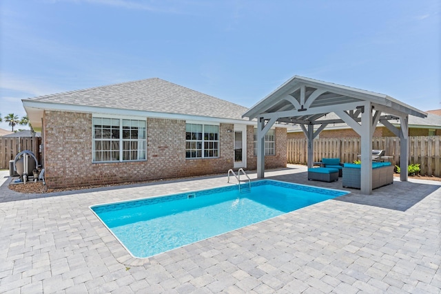 276 Sandy Cay Dr, Miramar Beach, FL 32550 - view of pool featuring an outdoor hangout area, a patio area, a fenced backyard, a sink, and a gazebo