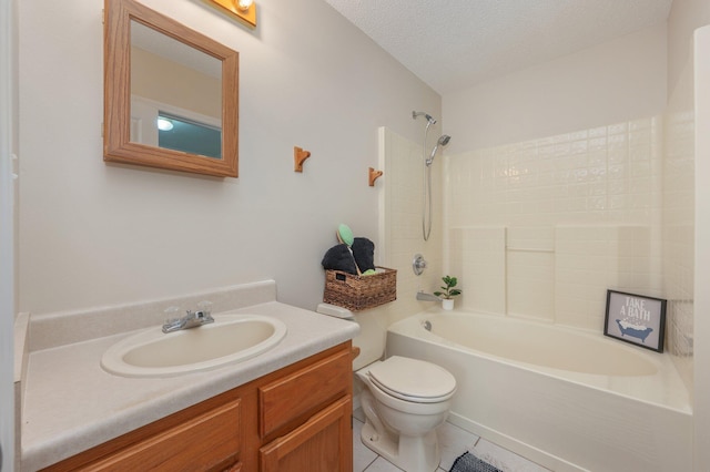 390 Brackin St, Crestview, FL 32539 - full bathroom featuring toilet, tile patterned flooring, vanity, shower / washtub combination, and a textured ceiling