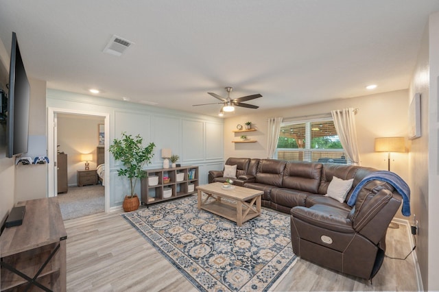 5378 Wyndell Cir, Crestview, FL 32539 - living room featuring a ceiling fan and light wood finished floors
