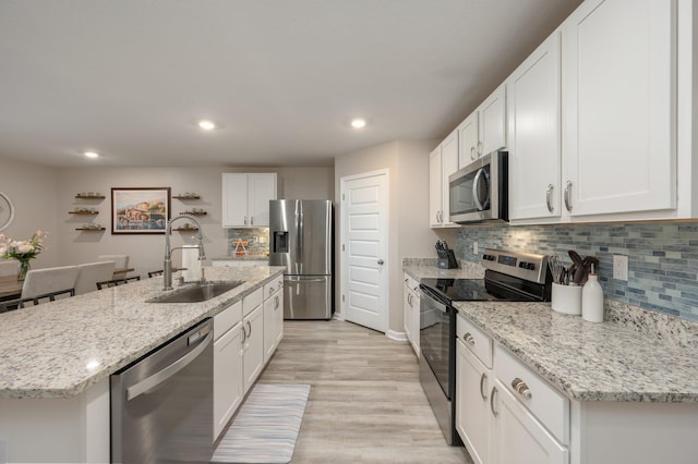 5378 Wyndell Cir, Crestview, FL 32539 - kitchen featuring appliances with stainless steel finishes, a sink, white cabinetry, and recessed lighting