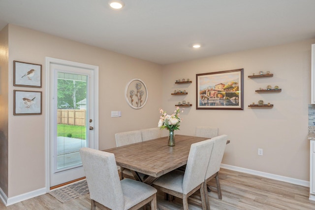 5378 Wyndell Cir, Crestview, FL 32539 - dining area with light wood-type flooring, baseboards, and recessed lighting