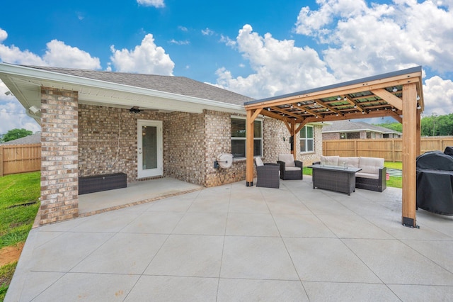 5378 Wyndell Cir, Crestview, FL 32539 - view of patio / terrace with outdoor lounge area, ceiling fan, and area for grilling