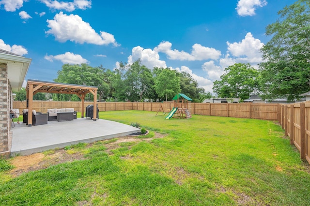 5378 Wyndell Cir, Crestview, FL 32539 - view of yard with an outdoor hangout area, a patio, and a playground