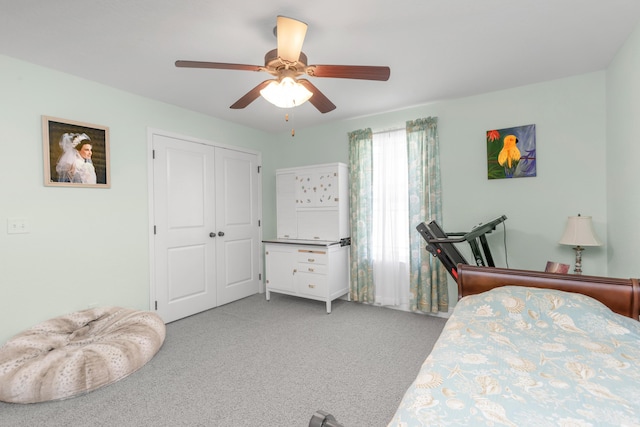 6202 Plum Orchard Way, Crestview, FL 32536 - bedroom featuring light carpet, ceiling fan, and a closet