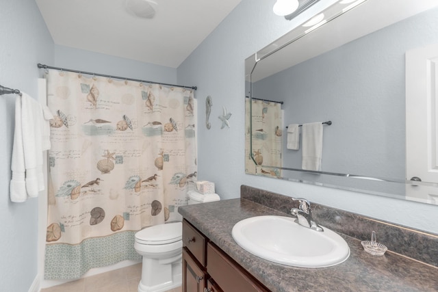 6202 Plum Orchard Way, Crestview, FL 32536 - full bath with vanity, toilet, a shower with curtain, and tile patterned flooring