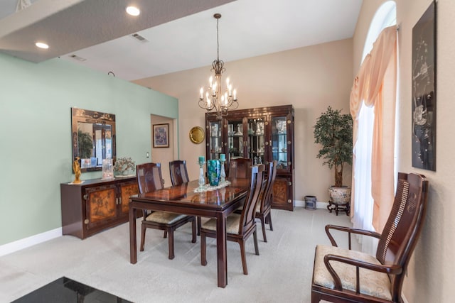 6202 Plum Orchard Way, Crestview, FL 32536 - carpeted dining space with a chandelier, baseboards, and recessed lighting