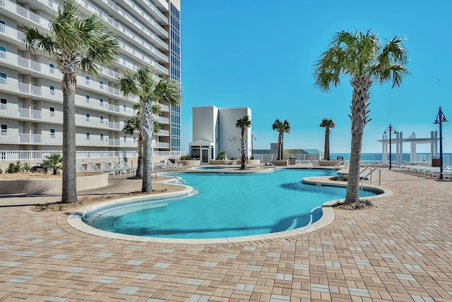9860 S Thomas Dr Unit 726, Panama City Beach, FL 32408 - community pool with a water view