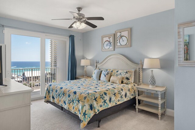 9860 S Thomas Dr Unit 726, Panama City Beach, FL 32408 - bedroom with access to outside, carpet flooring, ceiling fan, and baseboards