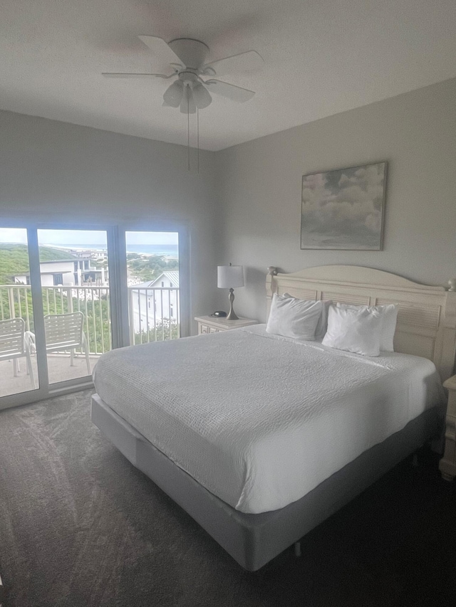 9011 W US Highway 98 # A-601, Miramar Beach, FL 32550 - bedroom with access to exterior, carpet, and ceiling fan