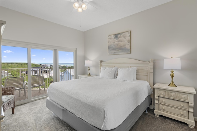 9011 W US Highway 98 # A-601, Miramar Beach, FL 32550 - bedroom with carpet floors, access to exterior, and a ceiling fan
