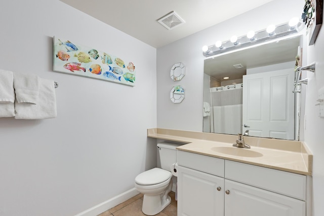 9900 S Thomas Dr Unit 2226, Panama City Beach, FL 32408 - full bathroom with vanity, tile patterned floors, a shower, toilet, and baseboards