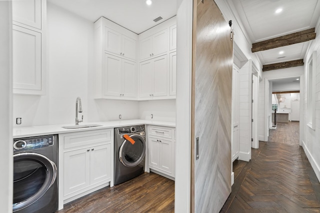 80 Shore Bridge Cir, Inlet Beach, FL 32461 - washroom with washer / dryer, cabinet space, and recessed lighting
