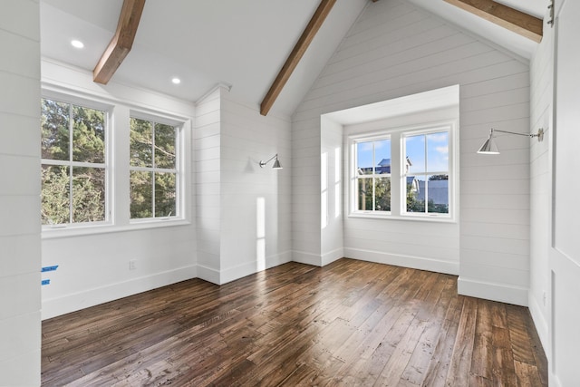 80 Shore Bridge Cir, Inlet Beach, FL 32461 - unfurnished living room with dark wood-style flooring, healthy amount of natural light, wood walls, baseboards, and recessed lighting