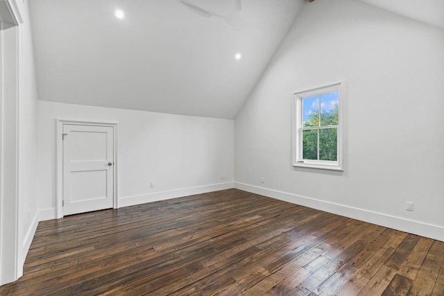 80 Shore Bridge Cir, Inlet Beach, FL 32461 - bonus room with vaulted ceiling, dark wood finished floors, baseboards, and recessed lighting