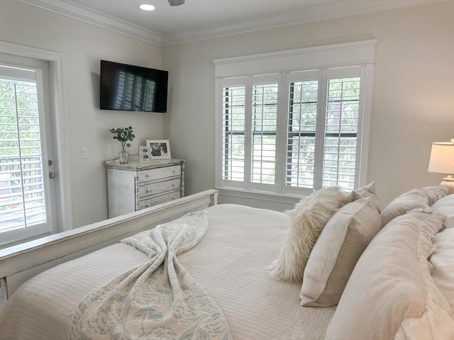 1893 Baytowne Loop, Miramar Beach, FL 32550 - bedroom with multiple windows, crown molding, and recessed lighting