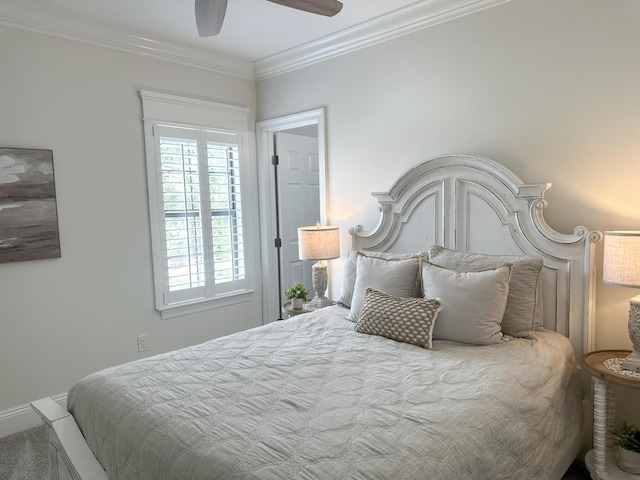 1893 Baytowne Loop, Miramar Beach, FL 32550 - bedroom with crown molding, a ceiling fan, and carpet