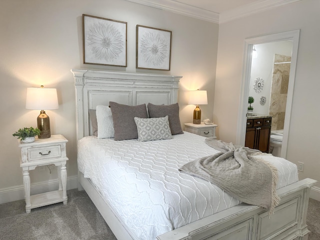 1893 Baytowne Loop, Miramar Beach, FL 32550 - carpeted bedroom featuring crown molding, ensuite bathroom, and baseboards