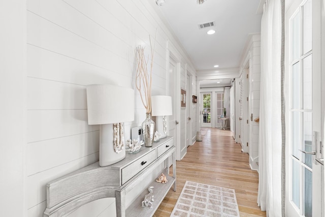29 Tidal Bridge Way, Watersound, FL 32461 - hall with light wood-style flooring, ornamental molding, and recessed lighting