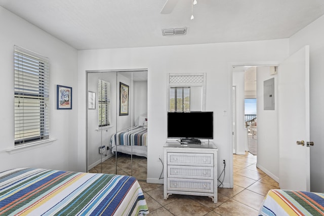 3692 E County Highway 30a Unit 9, Santa Rosa Beach, FL 32459 - tiled bedroom with electric panel and ceiling fan