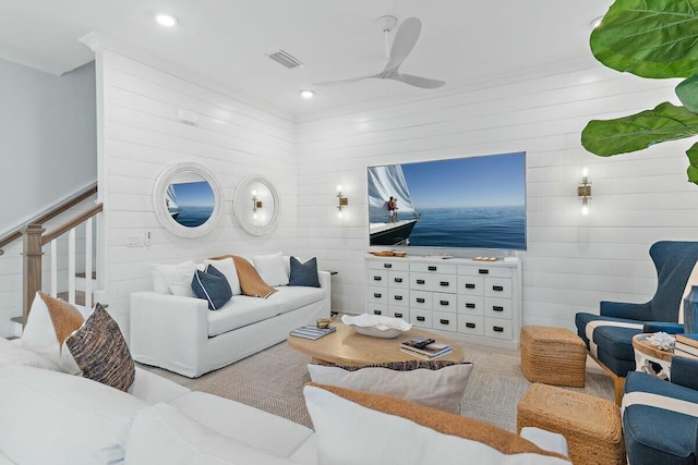 58 E Milestone Dr Unit B, Inlet Beach, FL 32461 - living area featuring ceiling fan and recessed lighting