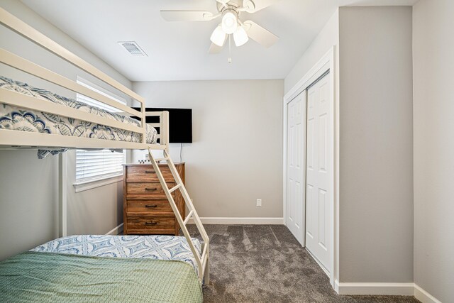 865 Indigo Loop, Destin, FL 32550 - bedroom featuring carpet flooring, baseboards, a closet, and ceiling fan