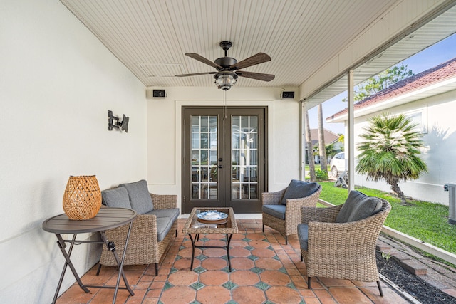865 Indigo Loop, Destin, FL 32550 - sunroom with french doors, ceiling fan, and an outdoor hangout area