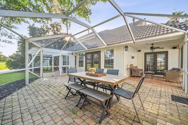 865 Indigo Loop, Destin, FL 32550 - sunroom / solarium featuring french doors, a ceiling fan, and outdoor dining space