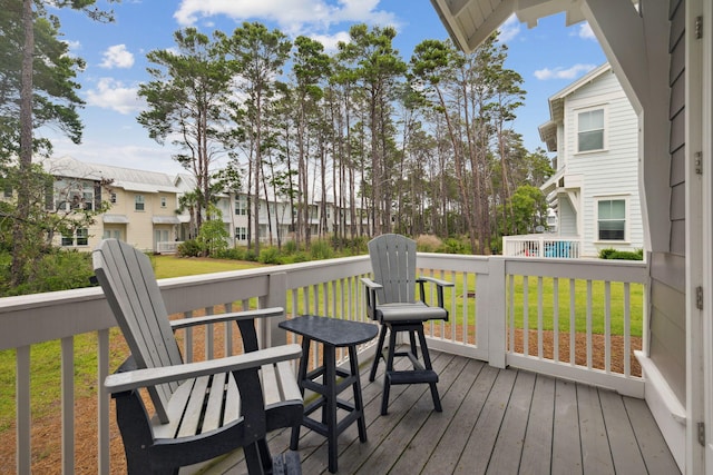 25 E Pine Lands Loop Unit B, Inlet Beach, FL 32461 - wooden deck with a residential view and a lawn