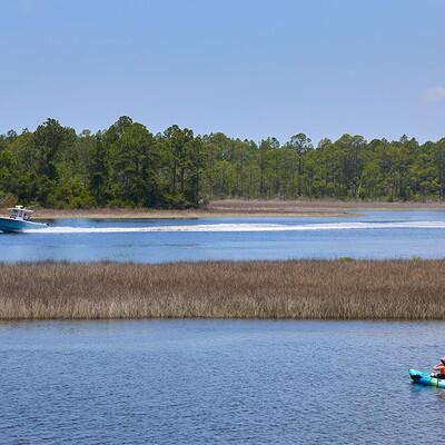 8454 Dreams Float Ct, Panama City Beach, FL 32413 - water view with a heavily wooded area