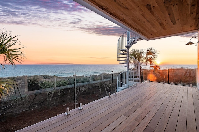 40 Jasmine Cir, Santa Rosa Beach, FL 32459 - deck at dusk with stairway and a water view