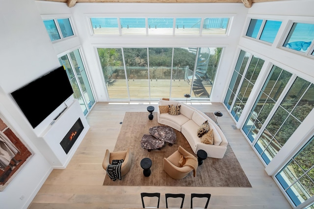 40 Jasmine Cir, Santa Rosa Beach, FL 32459 - living area featuring wood finished floors, healthy amount of natural light, and a lit fireplace