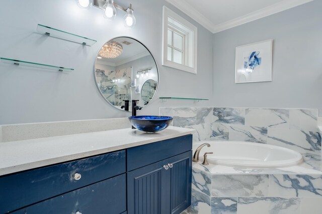 4134 Cobalt Cir Unit Ro14, Panama City, FL 32408 - bathroom with vanity, a bath, and crown molding