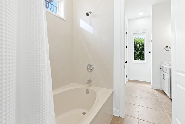 52 Tranquility Ln, Destin, FL 32541 - full bath featuring healthy amount of natural light, vanity, shower / bath combo, and tile patterned floors