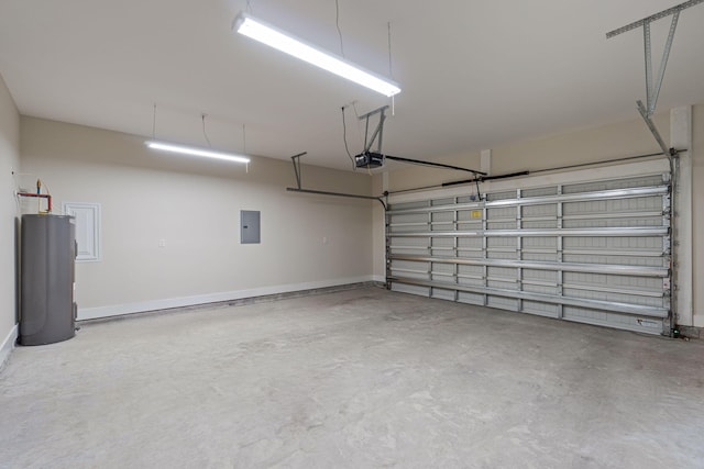 1511 23rd St, Niceville, FL 32578 - garage with electric panel, water heater, a garage door opener, and baseboards
