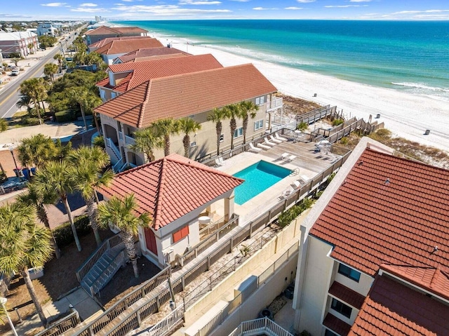 431 La Valencia Cir, Panama City Beach, FL 32413 - drone / aerial view of waterfront with a beach and a pool area