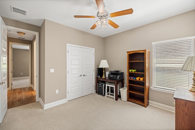 20 6th Ave, Shalimar, FL 32579 - carpeted home office with ceiling fan and baseboards