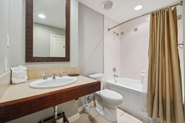 5000 S Sandestin Blvd Unit 6407, Miramar Beach, FL 32550 - full bath with a sink, shower / bath combination with curtain, toilet, tile patterned floors, and recessed lighting