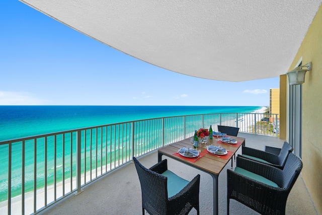 17545 Front Beach Rd Unit 1301, Panama City Beach, FL 32413 - balcony with view of water and beach and outdoor dining space